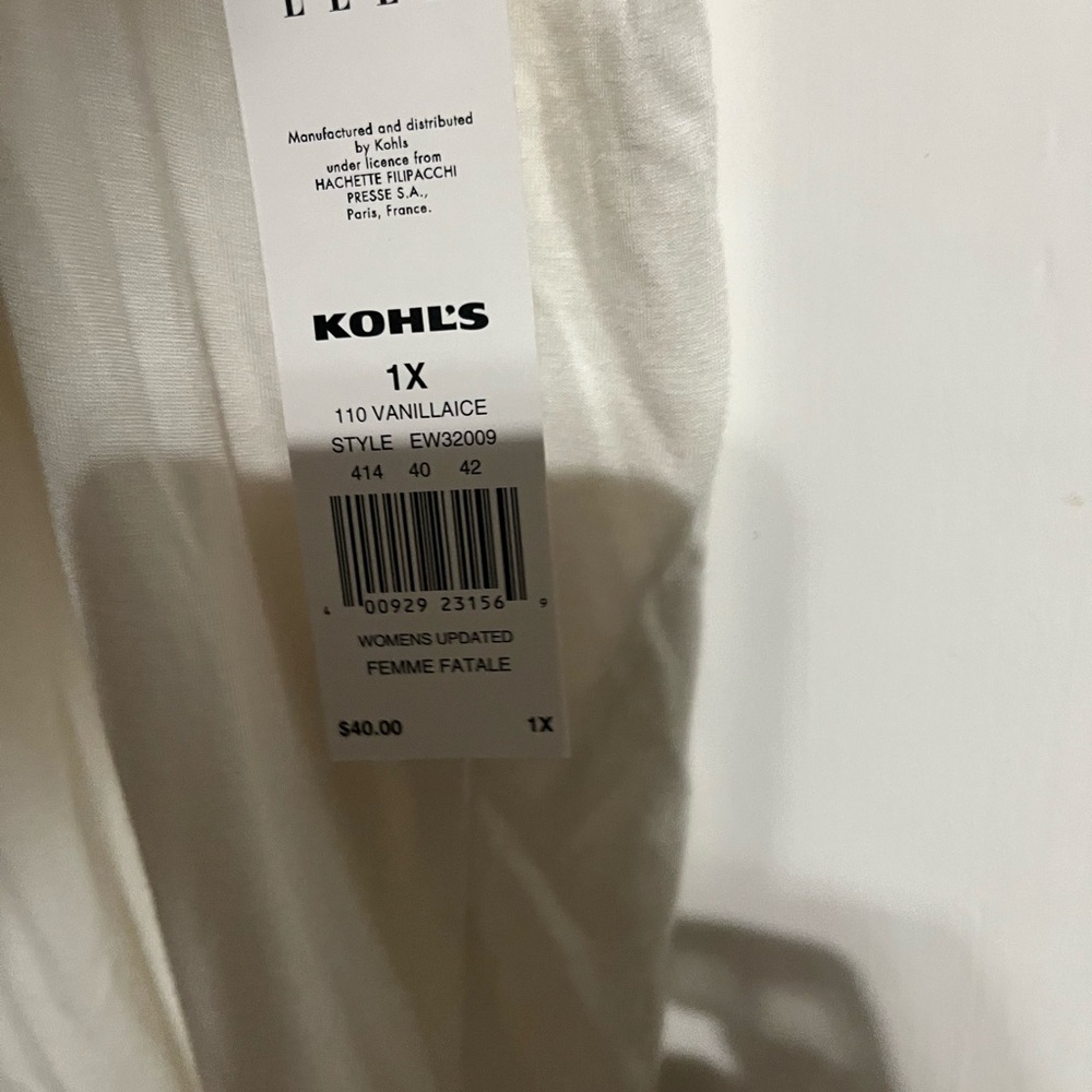 🖤 1X Elle Women's Cream Embroidered Top NWT - Picture 2 of 9